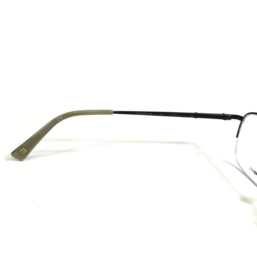 Marchon Eyeglasses Frames THOMPKINS 001 Black Square Half Rim 55-17-145